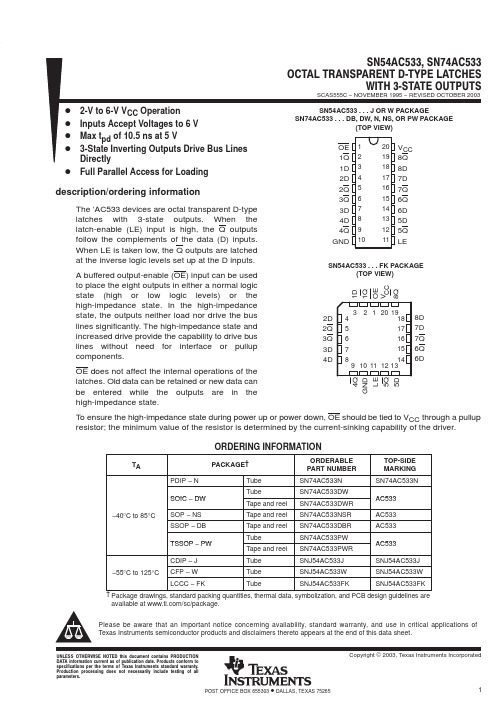 SN74AC533NSRE4中文资料