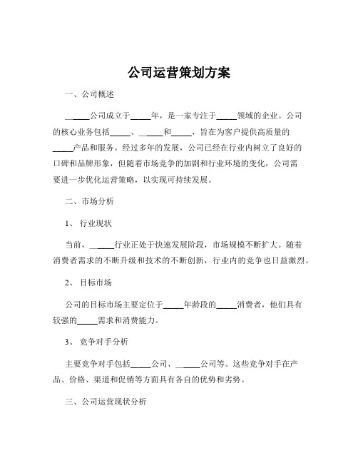 公司运营策划方案