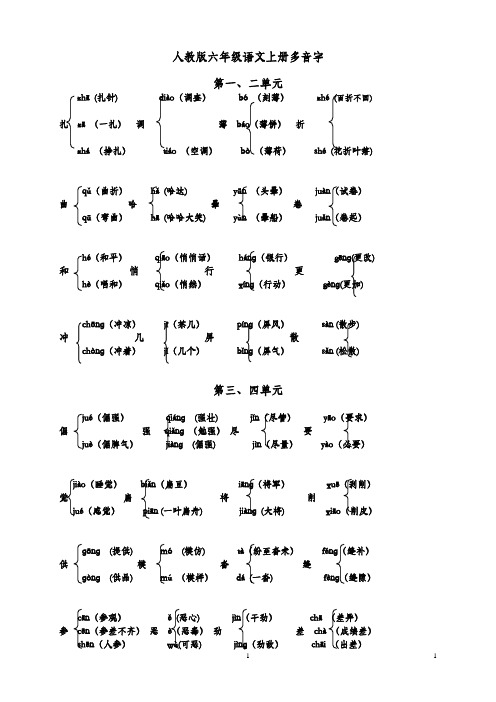 2020年人教版六年级语文上册多音字(最新最全)