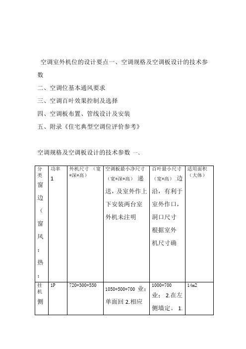 室外空调机位的设计要点