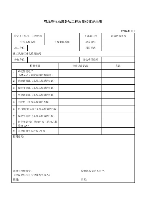 232.有线电视系统分项工程质量验收记录表