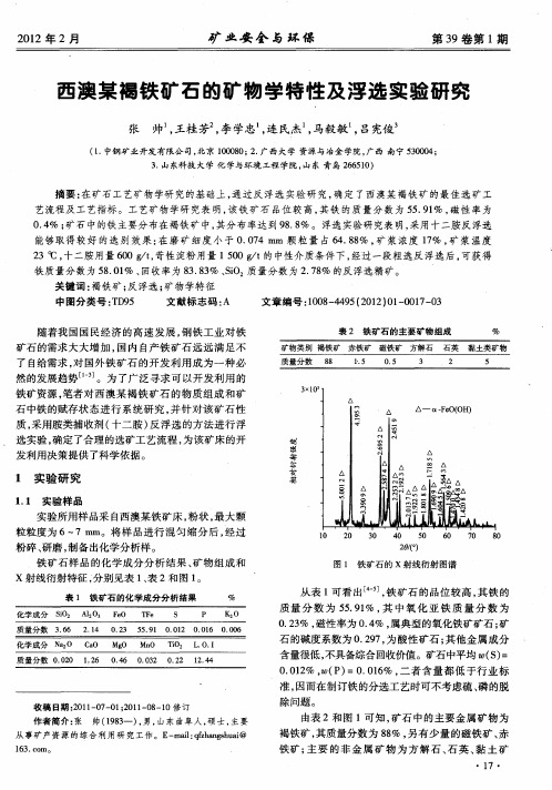 西澳某褐铁矿石的矿物学特性及浮选实验研究