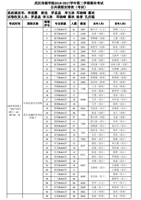 04 中国近现代史纲要 期末考试安排 6.23最终安排