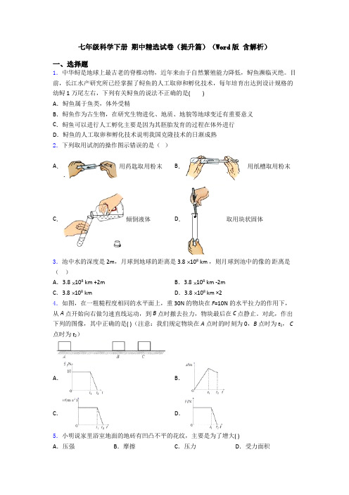 七年级科学下册 期中精选试卷(提升篇)(Word版 含解析)