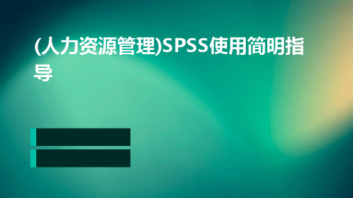 (人力资源管理)SPSS使用简明指导