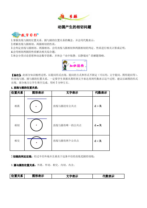 初中数学辅导讲义463初三C专题(动圆产生的相切问题5星)