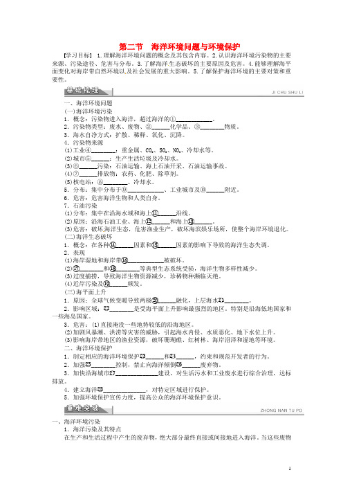 高中地理 6.2海洋环境问题与环境保护学案 新人教版选修2