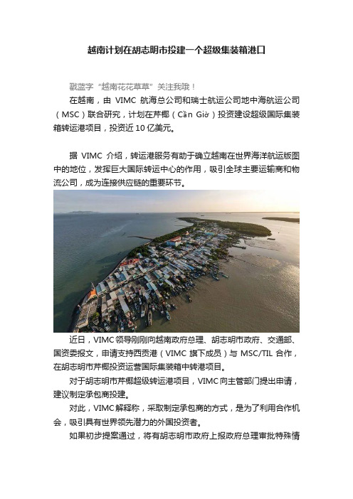 越南计划在胡志明市投建一个超级集装箱港口