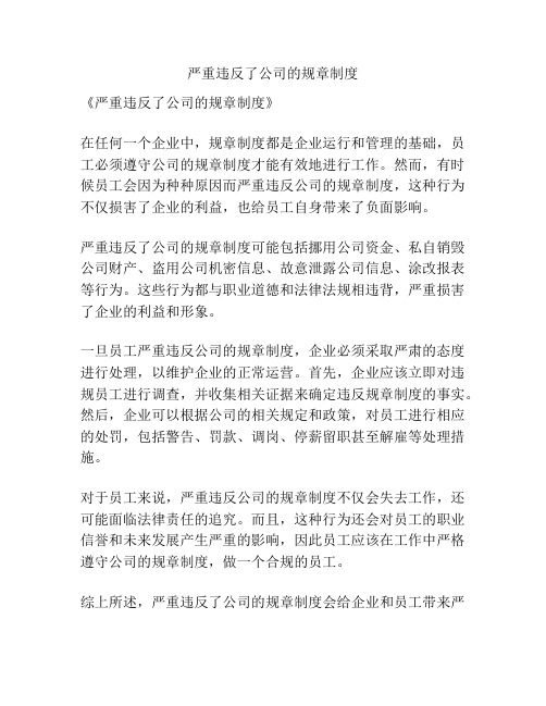 严重违反了公司的规章制度