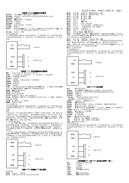 国内外各种变频器恒压供水参数设置以及远传压力表接线.doc