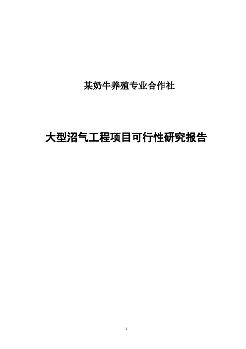 奶牛养殖专业合作社大型沼气工程项目可行性研究报告