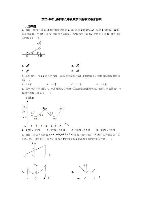 2020-2021成都市八年级数学下期中试卷含答案