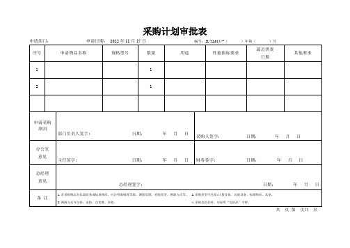 采购计划审批表