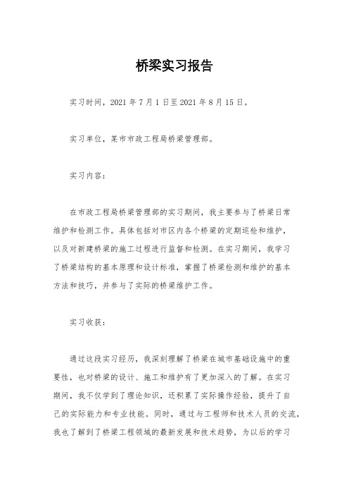 桥梁实习报告