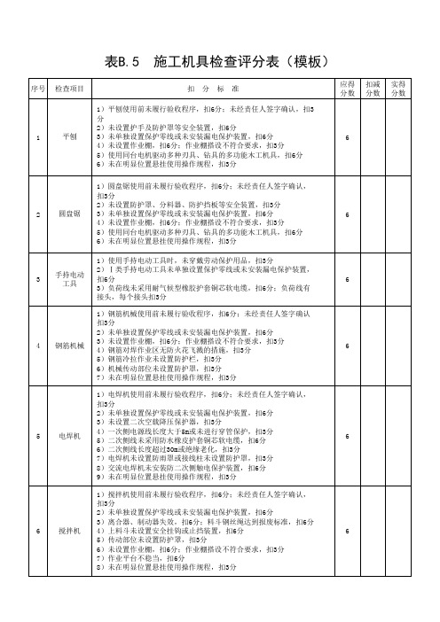 施工机具检查评分表(模板)