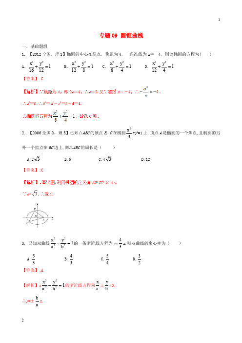 通用版专卷(新课标Ⅱ版)高考数学分项汇编 专题09 圆锥曲线(含解析)理
