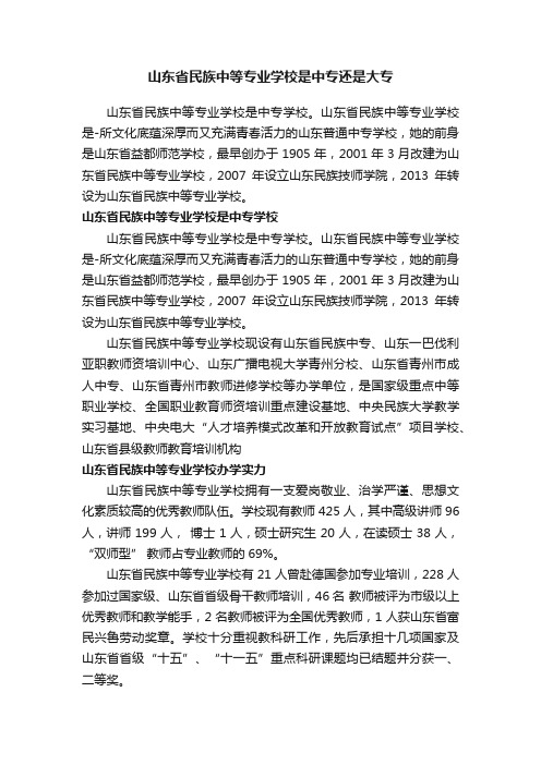 山东省民族中等专业学校是中专还是大专