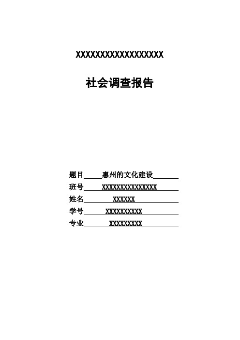 社会调查报告-惠州