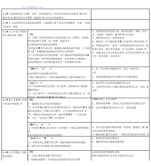 三甲评复审标准-检验