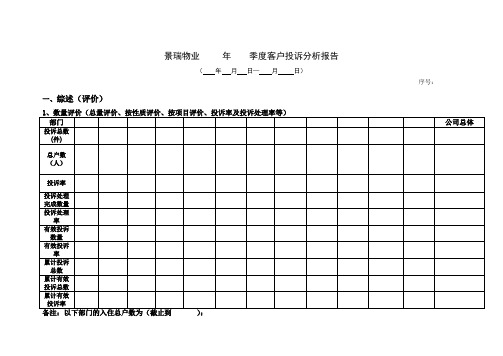 季度客户投诉分析报告