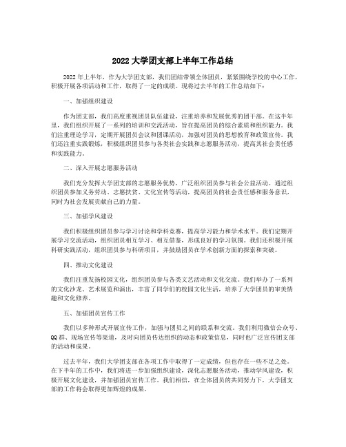 2022大学团支部上半年工作总结