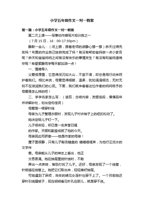 小学五年级作文一对一教案