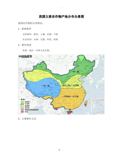 我国主要农作物产地分布图