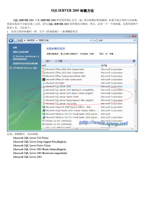 SQLSERVER 2005安装程序删除图解