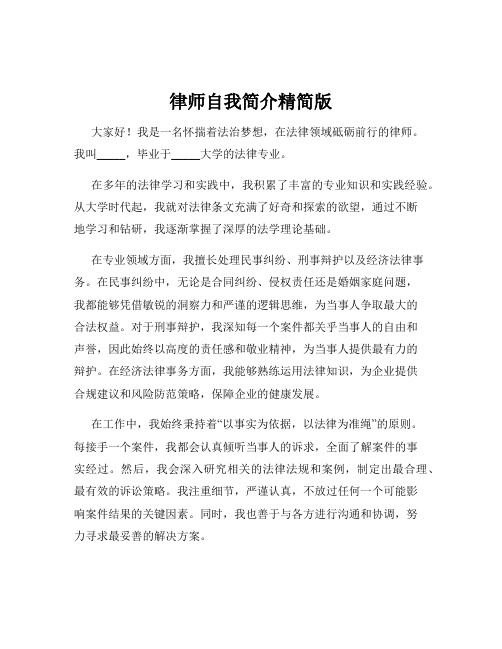 律师自我简介精简版