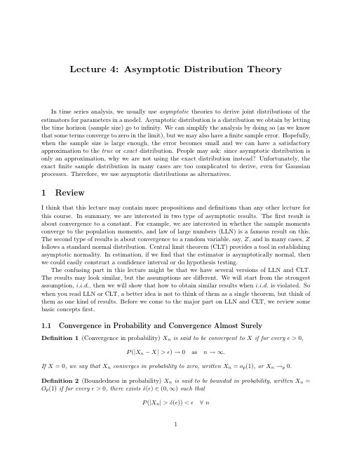 Lecture 4 Asymptotic Distribution Theory(计量经济学,英文版)