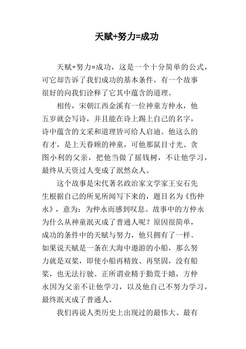 天赋 努力=成功