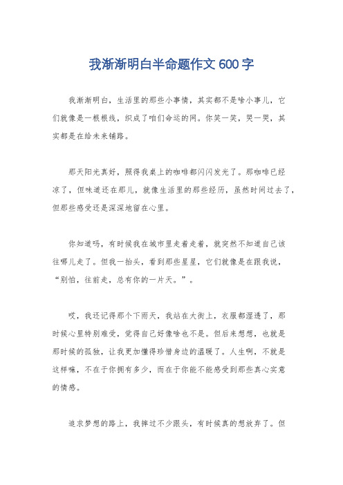 我渐渐明白半命题作文600字