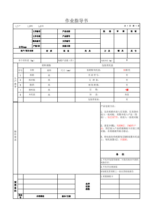 包装作业指导书模板