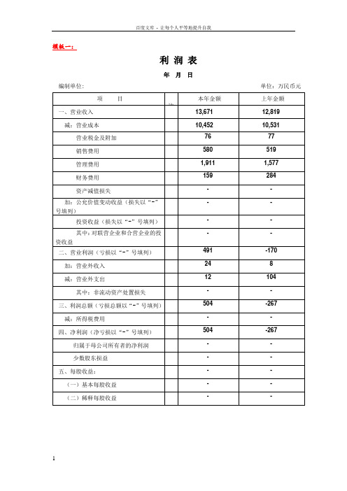 利润表(3种模板)