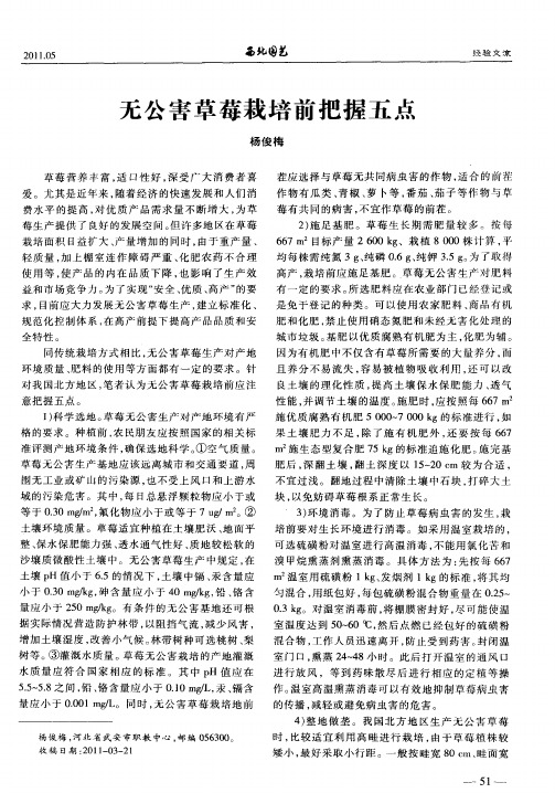 无公害草莓栽培前把握五点