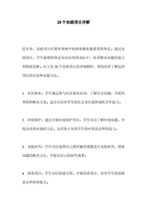 29个实践项目详解