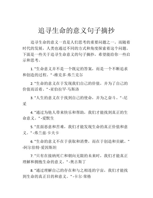 追寻生命的意义句子摘抄