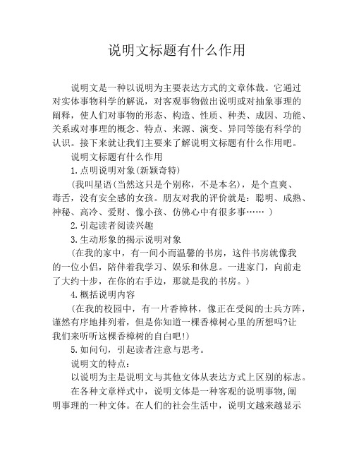 说明文标题有什么作用