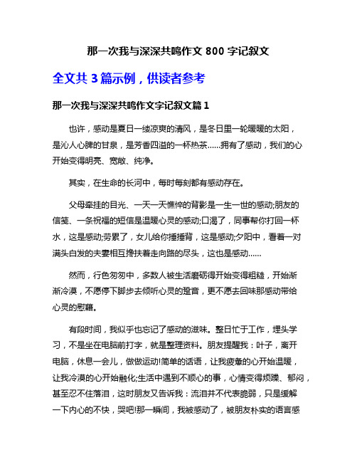 那一次我与深深共鸣作文800字记叙文