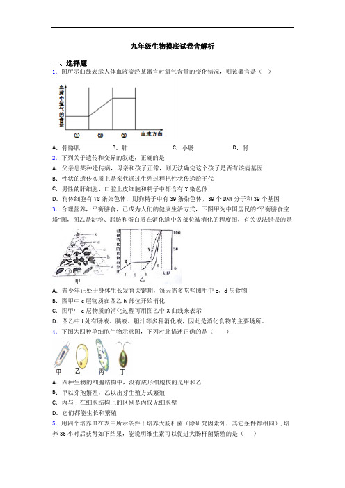 九年级生物摸底试卷含解析