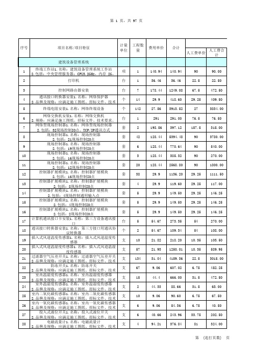 弱电工程量清单