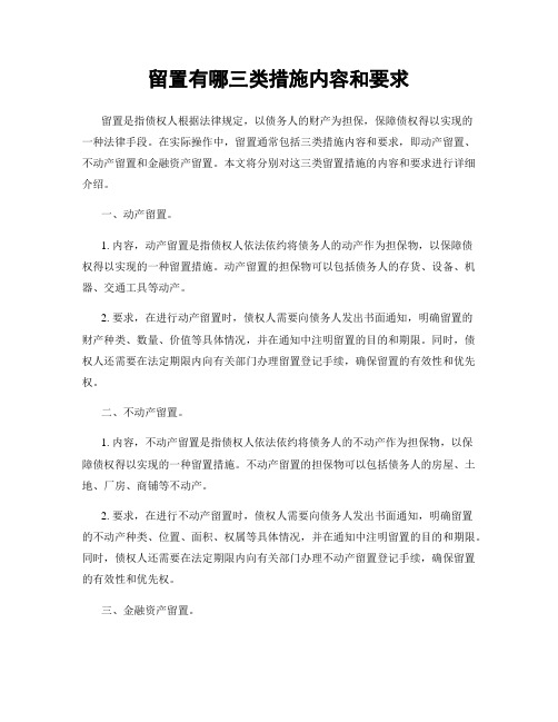 留置有哪三类措施内容和要求