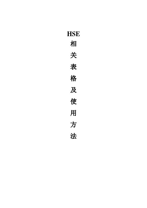 HSE相关表格及使用方法(新)