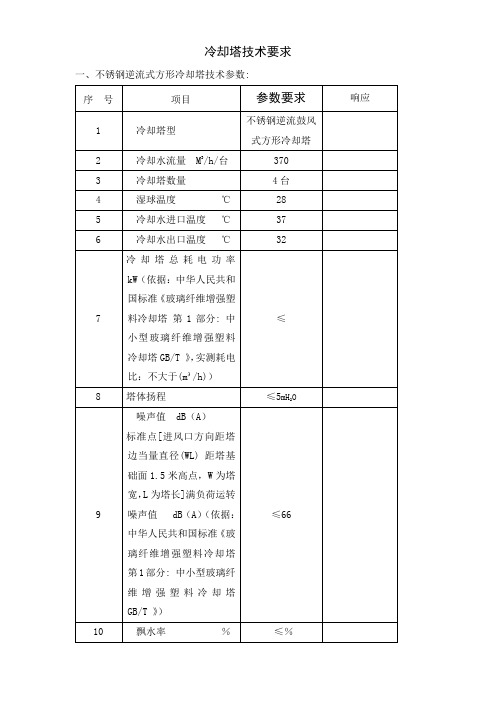 不锈钢逆流式冷却塔技术要求