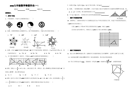 新课标突破高分九年级数学寒假作业(1)