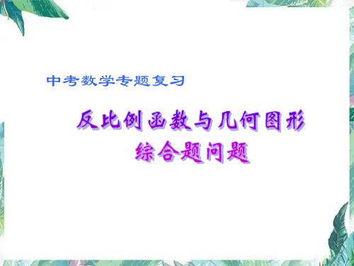 中考数学复习 反比例函数与几何图形综合题问题