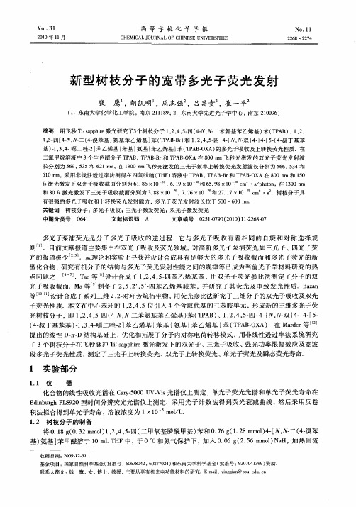 新型树枝分子的宽带多光子荧光发射