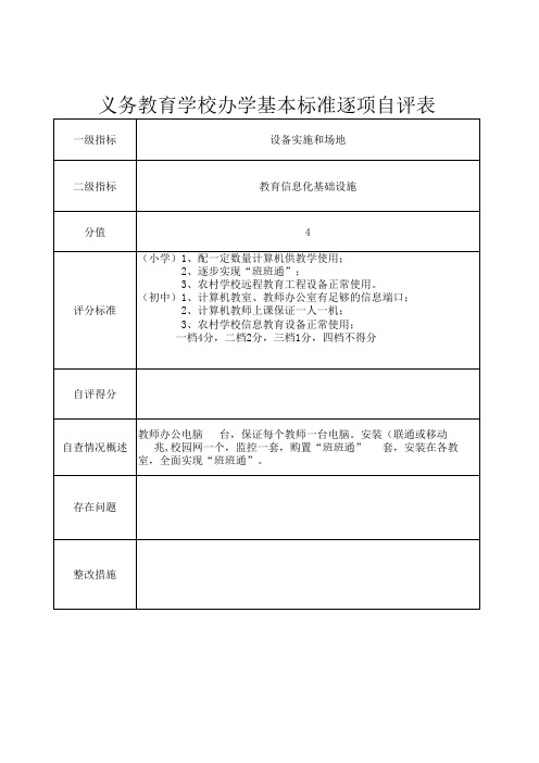 义务教育办学基本标准自评表