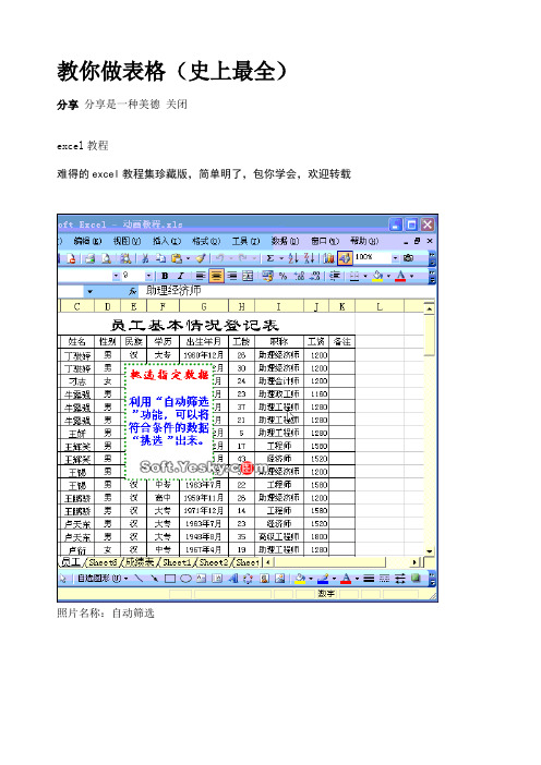 比较全面的ecel表格制作教程