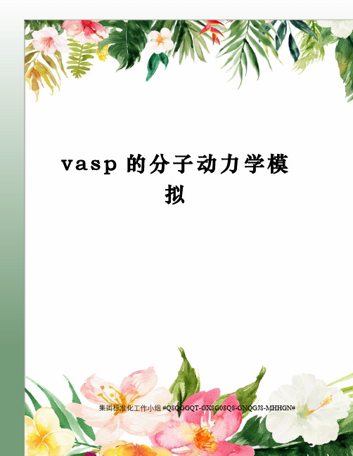 vasp的分子动力学模拟精修订